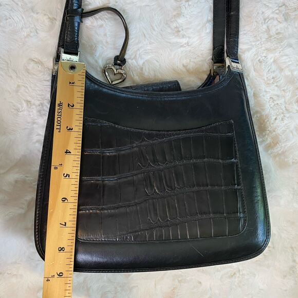 Brighton Black Crocodile Leather Handbag Medium Shoulder Bag Silver Hardware - Picture 13 of 16